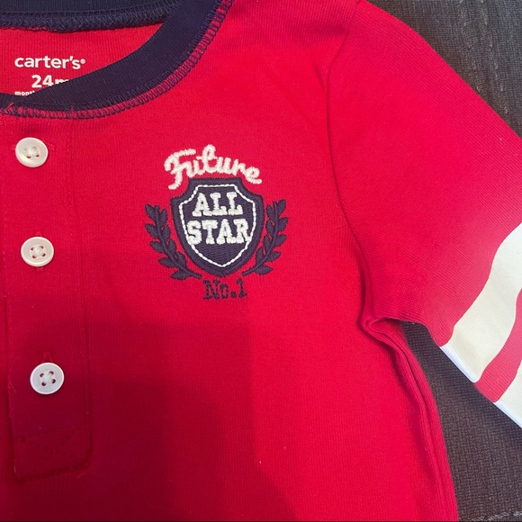 3/$25 Carter’s Long Sleeve Boys Graphic Red Onsie NWOT - Picture 5 of 12